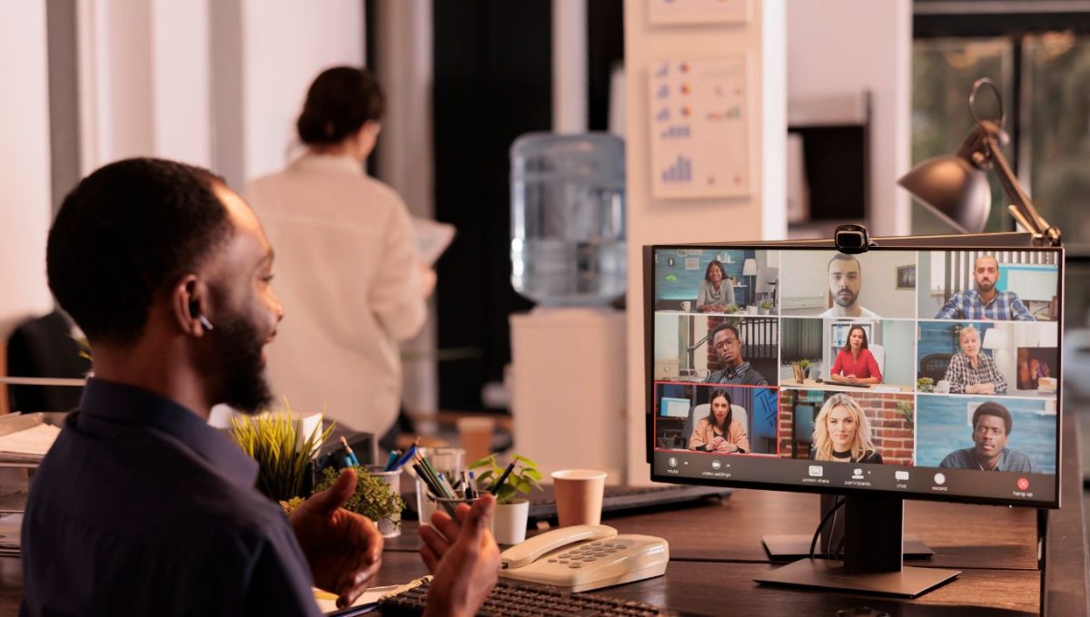 remote employee with client